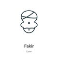 Fakir outline vector icon. Thin line black fakir icon, flat vector simple element illustration from editable user concept isolated