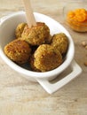 Falafel balls with carrots dip Royalty Free Stock Photo