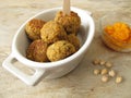 Falafel balls with carrots dip Royalty Free Stock Photo