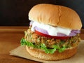 Falafel burger with tzatziki sauce