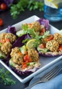 Falafel and Hummus Cabbage Cups Royalty Free Stock Photo