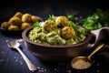 falafel mix in a bowl with a spoon beside it