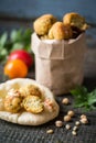 Falafel vegetarian fried balls of chickpea with pita bread and jomosom Royalty Free Stock Photo