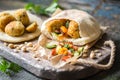 Falafel vegetarian fried balls of chickpea with pita bread and jomosom Royalty Free Stock Photo