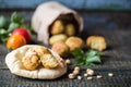 Falafel vegetarian fried balls of chickpea with pita bread and jomosom Royalty Free Stock Photo