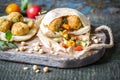 Falafel vegetarian fried balls of chickpea with pita bread and jomosom Royalty Free Stock Photo