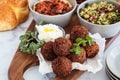 Falafel on wooden party pletter. Israeli food concept