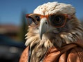 Falcon in bomber jacket ready to fly Royalty Free Stock Photo