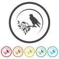 Falcon on a branch ring icon, color set Royalty Free Stock Photo