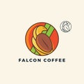 Falcon coffee bird cup wildlife logo vector illustration Royalty Free Stock Photo
