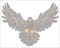 a falcon in flight, a pattern made of rhinestones