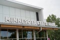 Falcon Heights, MN - August 25, 2019: Exterior sign on the Minnesota State Fair history center building