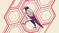 Falcon on Honeycomb Pattern with Geometric Design, vector design Generative AI Royalty Free Stock Photo