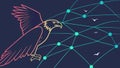 Falcon with network lines, technology and connected world vector design Generative AI Royalty Free Stock Photo