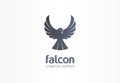 Falcon, phoenix, crow silhouette creative symbol concept. Freedom, growth eagle wings, fly abstract business logo idea