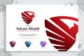 Falcon Shield tech vector logo designs with modern style concept, illustration of bird shield as a symbol of cyber security for