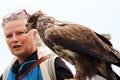 Falconry eagle woman