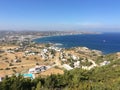 Faliraki beach top view, Rhodes, Greece.