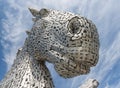 Detail view Kelpies, sculptures of horse heads near Falkirk