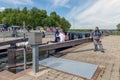 Sluice near Falkirk Wheel in Scotland with manually operated floodgates