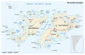 Falkland Islands, also Malvinas, vector road map
