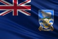 Falkland Islands flag with fabric texture, official colors, 3D illustration