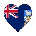 Falkland Islands Heart Shape Flag. Love Falkland Islands. Visit Falkland Islands. South America. Latin America. Vector