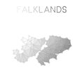 Falkland Islands Malvinas polygonal vector map.