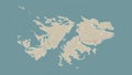 Falkland Islands outlined. Topo French