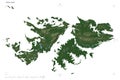 Falkland Islands shape on white. Pale