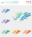 Falklands geometric polygonal maps, mosaic style.