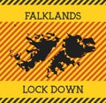 Falklands Lock Down Sign. Yellow country pandemic.