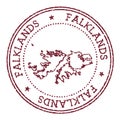 Falklands round rubber stamp with country map.