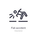 fall accident outline icon. isolated line vector illustration from insurance collection. editable thin stroke fall accident icon