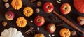 Fall apple or pumpkin pie baking ingredients Royalty Free Stock Photo