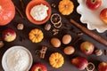 Fall apple or pumpkin pie baking ingredients Royalty Free Stock Photo
