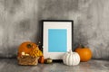 Fall Arrangement Concept: Halloween Poster Frame With Copy Space