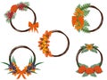 Fall autumn decoration wreath ideas collection vector illustration Royalty Free Stock Photo