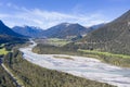 Fall autumn nature panorama at lechtal river