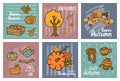 Fall autumn thanksgiving hand drawn handwritten cute greeting cards