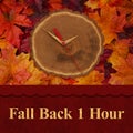 Fall back 1 hour time change with wood clock Royalty Free Stock Photo