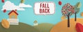 Fall Back message for daylight savings time end in autumn landscape illustration Royalty Free Stock Photo