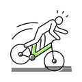 fall bike man accident color icon vector illustration