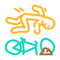 fall bike man accident color icon vector illustration