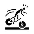 fall bike man accident glyph icon vector illustration