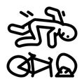 fall bike man accident line icon vector illustration