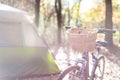 Fall camping with bikes and tent