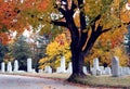Fall cemetery scene Royalty Free Stock Photo