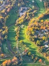 Fall in the City. Aerial View of fall colors in a golf course in a Toronto suburb in Canada Royalty Free Stock Photo