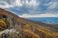 Fall color and Blue Ridge Mountains from Little Stony Man Cliffs, on the Appalachian Trail in Shenandoah National Park, Virginia